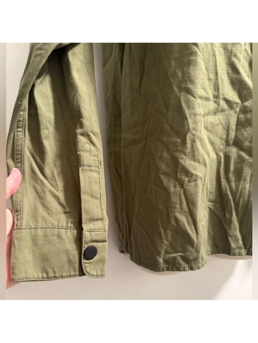 Malibu Bum Army Green Shacket Button-Up Utility Layering Top Small - Picture 4 of 15